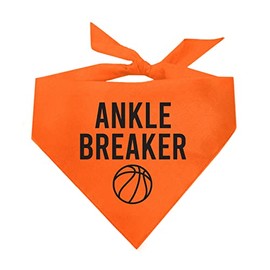 Ankle Breaker Dog Bandana | 100% Cotton Adjustable Triangle | Made in USA | Basketball | Sports | Biggest Fan | Game Day | Orange, One Size (1052)