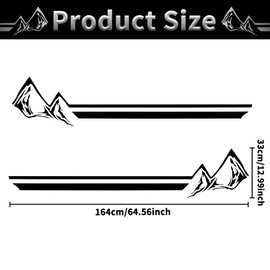 TOMALL 1 Pair 65'' Mountains Stickers Decal for Car Body Door Side Auto Snow Mountains Graphic Vinyl Decal Peak Decoration for SUV Truck Off-Road Vehicles Universal Long Stickers Accessories (Black)