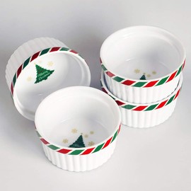 Cinf White Porcelain 4 oz. Ramekins Pudding Bowls Dishes Cup for Baking- Set of 6,Oven,Microwave,Freezer and Dishwasher Safe