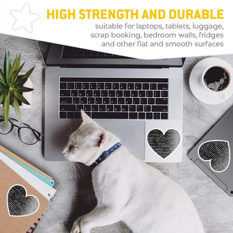 2 x Heart Stickers 7.5 cm - BW - Javascript