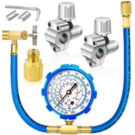 Refrigerator Freon Recharge Hose Kit-R134a R12 R22 Fridge Recharge Tool Kit with 2 BPV31 Bullet Piercing Tap Valves,1 R134a Self-Sealing Adapter, for Refrigerator Refrigerant Refilling (White-Style 1)