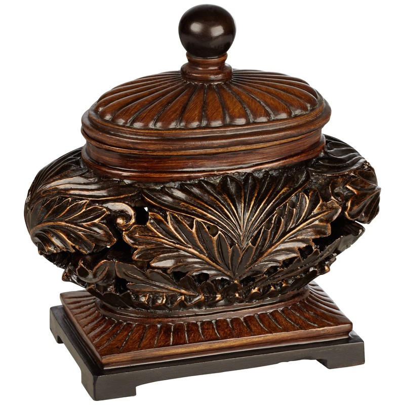 Weldona 9" High Vine and Leaf Wood Finish Jar with
