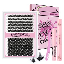 Cluster Lashes Kit Extensions Individual Eyelashes with Lash Bond and Seal,Tweezers Lash Bond Remover Mixed Length