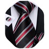 DiBanGu Black Red Stripe Tie for Men Silk Black Red
