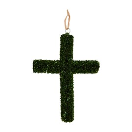 Mud Pie Boxwood Cross Door Hanger; 26" x 18"