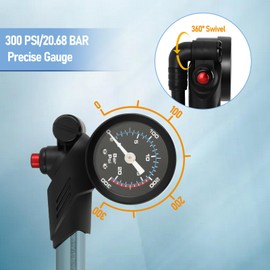 Shock Absorber Pump with Pressure Gauge 300 psi High Pressure Air Portable Mini for Front Fork Rear Suspension Motorcycle