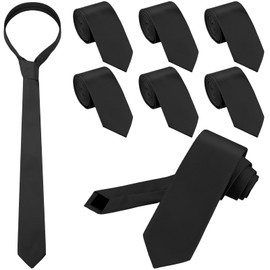 8 Pcs Men Solid Color Tie Formal Necktie Bulk Skinny Ties Wedding Business Tie Bridesmaid Dresses for Wedding Occasion (Black)