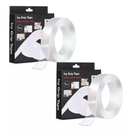 J.H. Company 2 Pcs Cinta Gel Doble Cara Reutilizable Transparente Lavable