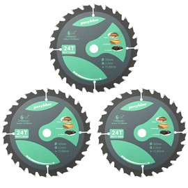 3 Pack 6-1/2 Inch Circular Saw Blade Fine Finish 24-Tooth Thin-Kerf with 5/8" Arbor ATB Framing Saw Blade for Cutting Wood by puxyblue