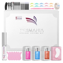 PERMANIA Lash Lift Kit, 2 in 1 Fast Eyelash Lift and Brow Lamination Kit, 5 Pcs Each Sachet, Eyelash Perming Curling Set with Complete Tools, for Salon and Home Use