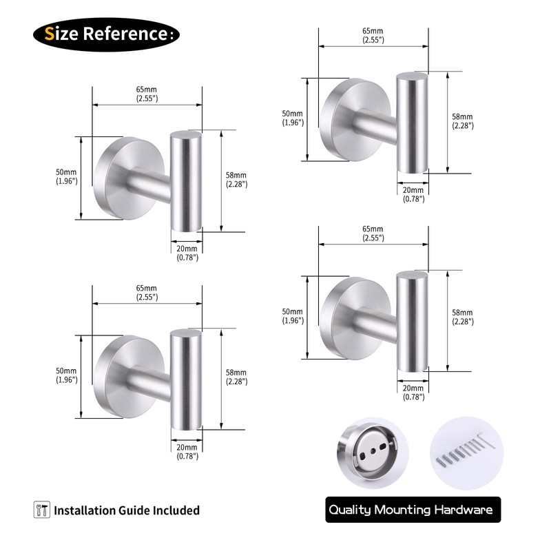 GERZWY Bath Towel Hook SUS 304 Stainless Steel Coat/Robe Clothes