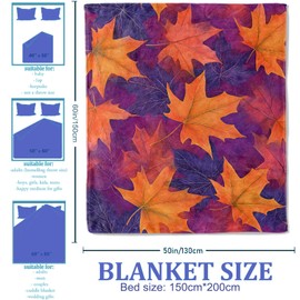 Plistiz Fall Foliage Throw Blanket 50"x60", Vibrant Autumn Leaves Theme Blankets for Living Room Couch, Home Decor, Soft Flannel Seasonal Gifts for Adults and Women