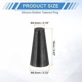 uxcell 12 Pcs Silicone Rubber Tapered Plug, 4.5mm to 8.5mm High-Temperature Solid Rubber Stoppers Silicone Plugs for Hole Plugs, Spraying, Coating, Painting Protection, Black, 16mm
