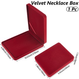 Beebeecraft Velvet Necklace Box 9.5x7.5 Inch Red Rectangle Pendant Case Big Gift Box Classic for Jewelry Storage Display