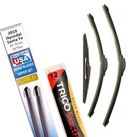 Beam Blade Wipers Replacement Set for 2019 Hyundai Santa Fe w/Rear - WiperBladesUSA Gold Beam Wiper Blades Wipers Set