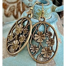 Bronze Etched Flower Earrings Bloom. Jewelry Earrings for Women #3298FE78
