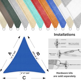 INFRANGE Sun Shade Sail Triangle 16' x 16' x 16' UV Block Sunshade Canopy Fabric for Oudoor Patio Pergola Garden Backyard Pool, Blue