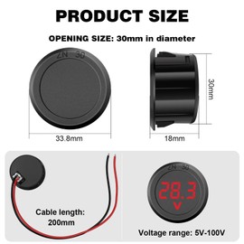 Giantdeer 2pcs DC 5-100V DC Digital Voltmeter, LED Voltage Display 12V, Digital Display Voltmeter 12V Car for Motorcycle/Truck/Boat (Red)