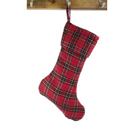 Fennco Styles Holiday Tartan Plaid Dazzle Christmas Decorative Stocking - 7x18 Inch Hanging Stocking for Home Decor, Holiday Parties, Christmas Tree and Wall Decorations