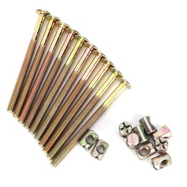 Walfront Pack of 10 Furniture Screws M6 Carbon Steel with Barrel Nuts, Dowel Nut, Connector, Fastener, Bolt, Thread Inserts, Screw (150 mm) for Furniture Assembly, Repair, Living Area, Offices