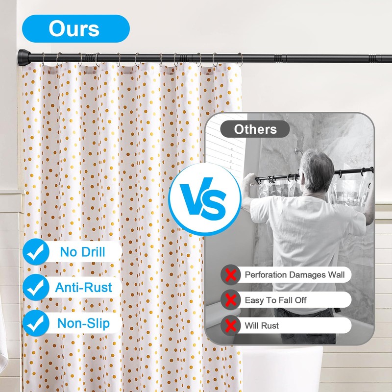 TEECK Shower Curtain Rod, 32-79 inch Adjustable Tension Spring, 1