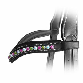 Exion Horse Browband for English Bridle | Curved Shape Padded Equestrian Browband for Show & Dressage | Fuschia, Aurore Boreale, Olivine Crystal Browband for Horses