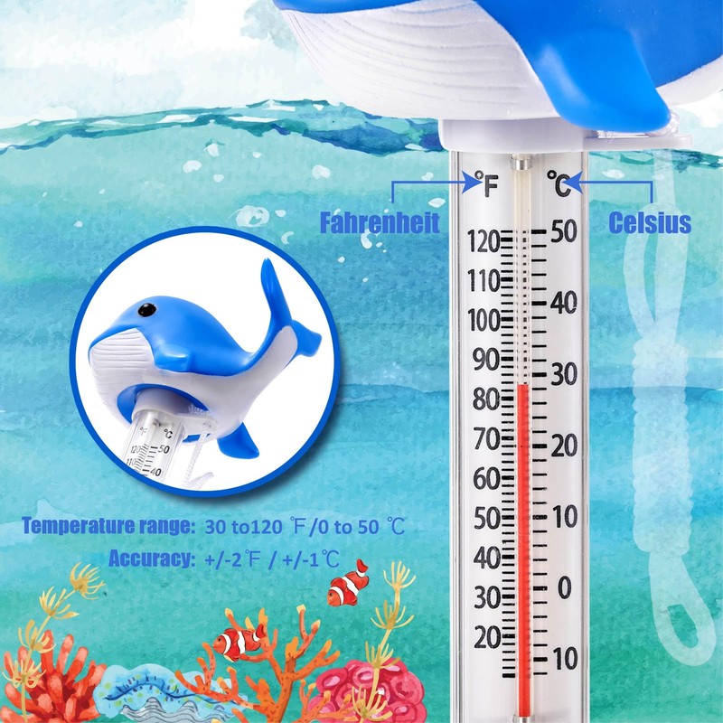 INCETUE Floating Pool Thermometer, Easy-Read Water Temperature Gauge with String