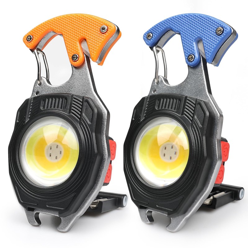MAKDAK 2PC Keychain Flashlight Rechargeable Cob Keychain Work Light 7