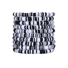 LEGENTLISUR 10 pieces Heishi Surfer Bracelet Set Polymer Clay Blackstone Bead Stretch Bracelet Stackable Friendship Bracelet Bohemian Summer Beach Jewelry for Women