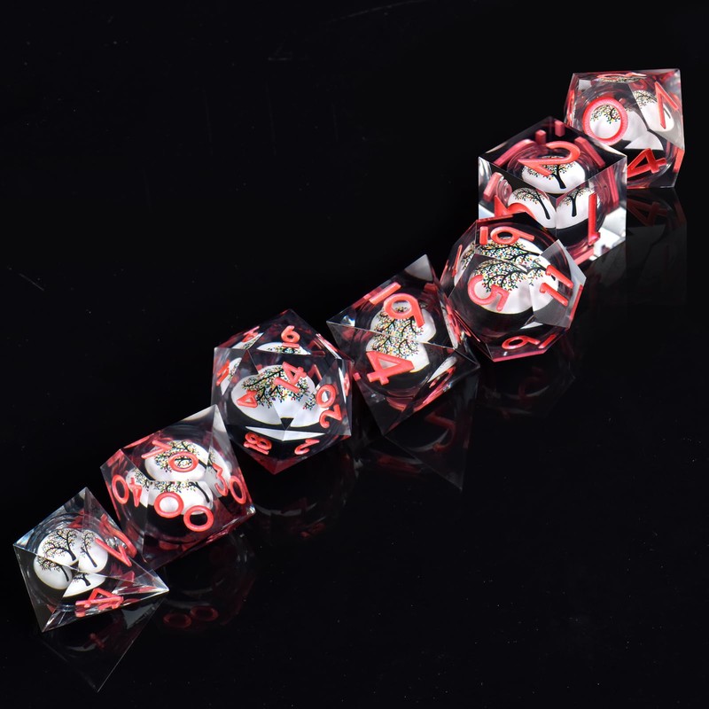 ORUZA 7 PCS DND Liquid Core Dice, Resin Sharp Edge