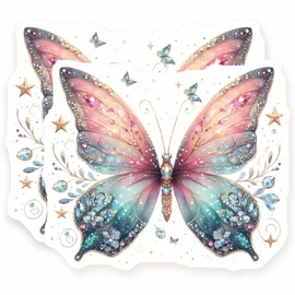 Butterfly Magnets - Jewel Tone Insect - Decorative Fridge Art - 2 Pack - 5" Wide Design - Sticks to Fridges, Lockers, Toolboxes & More - Made in USA - AQM3349