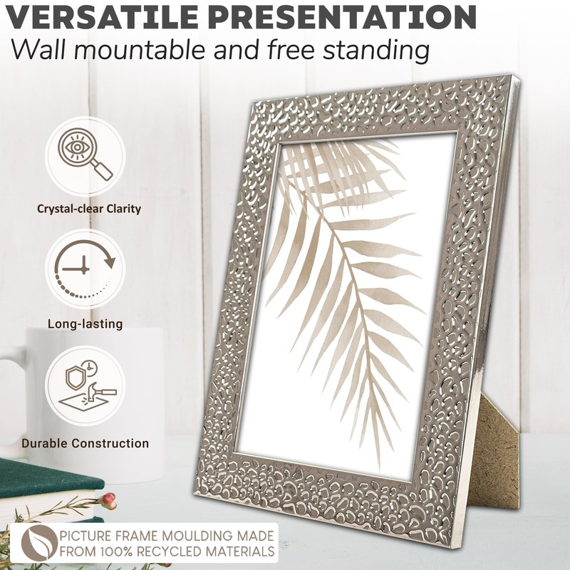 Photo Picture Frames 7 x 5, Silver, Pack of 3,
