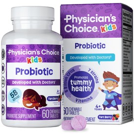Physician's CHOICE Probiotics for Kids - 7 Diverse Strains, Organic Prebiotics, Vitamins & Minerals - Clinically Studied L. Rhamnosus - Immune & Digestive Support - No Sugar or Artificial Dyes - 60ct