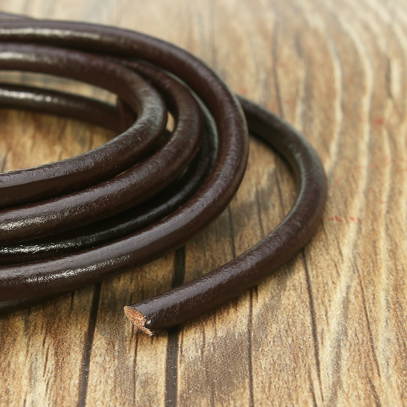 BEADNOVA 3mm Round Genuine Leather Cord for Bracelet Beading Jewelry