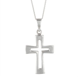 Silverly Women's Men's 925 Sterling Silver Cross Open Crucifix Pendant Necklace, 18"