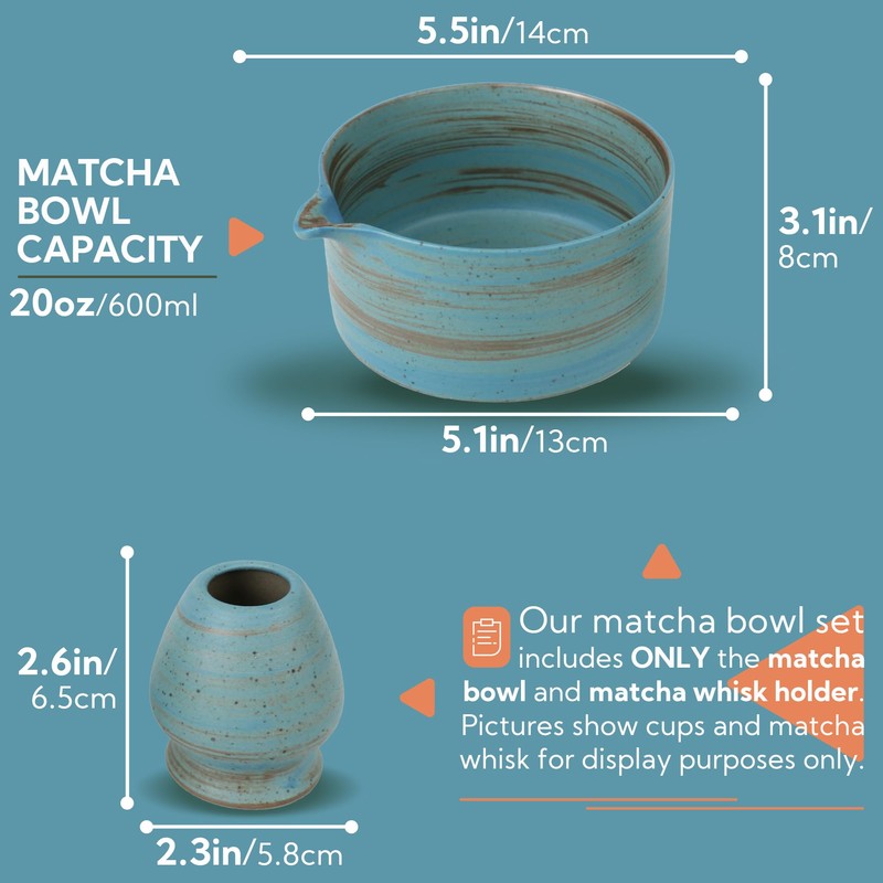 PUNNIO - Tazón de matcha japonés con soporte para batidor