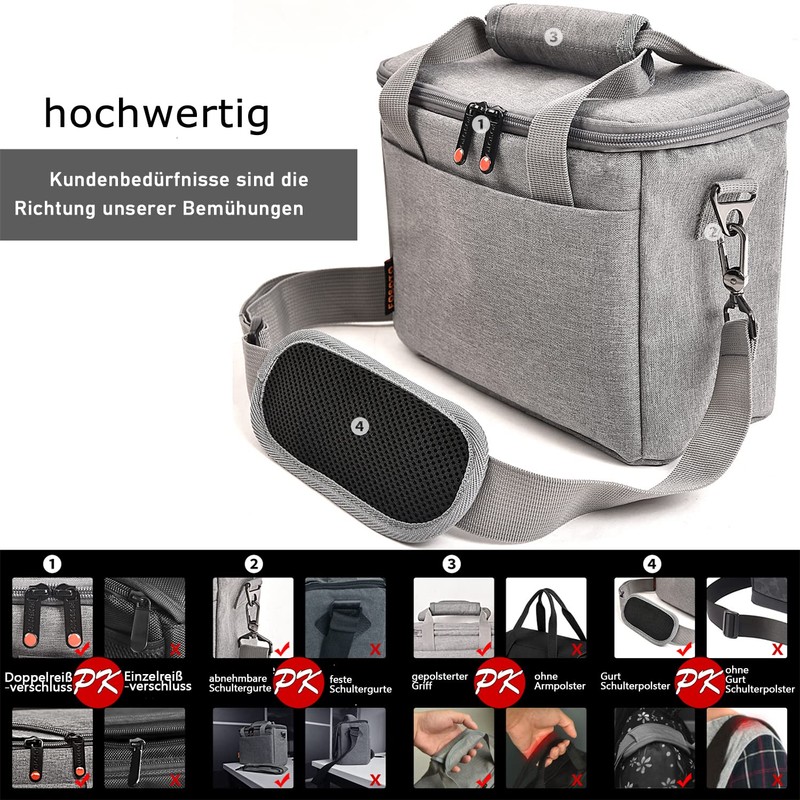 FOSOTO Waterproof SLR Camera Shoulder Bag, gray, shoulder bag
