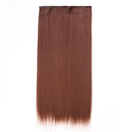 Rich Auburn Brown Clip-In Hair Extension Silky Straight Elegance