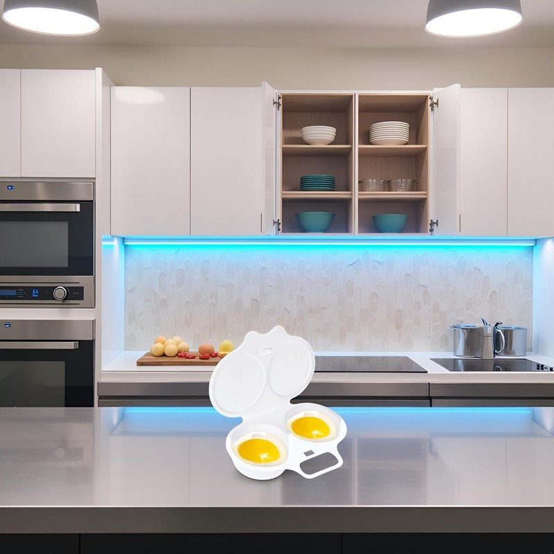 White Egg Poacher, Microwave Egg Boiler Poacher, 2 Cavity Nonstick