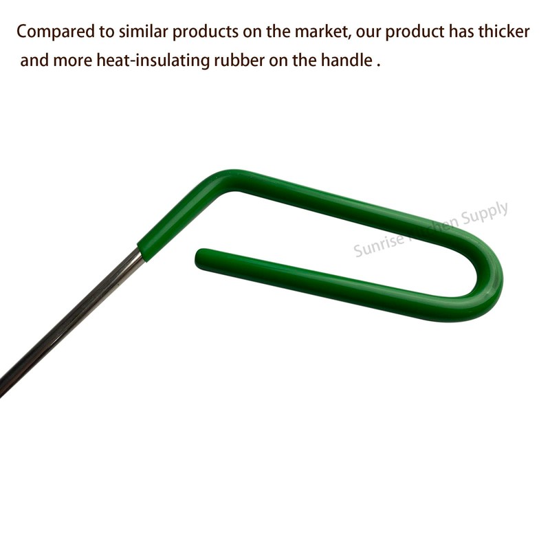 SUNRISE Fryer Brush with Long Handle (Brass, L, Double Brush,