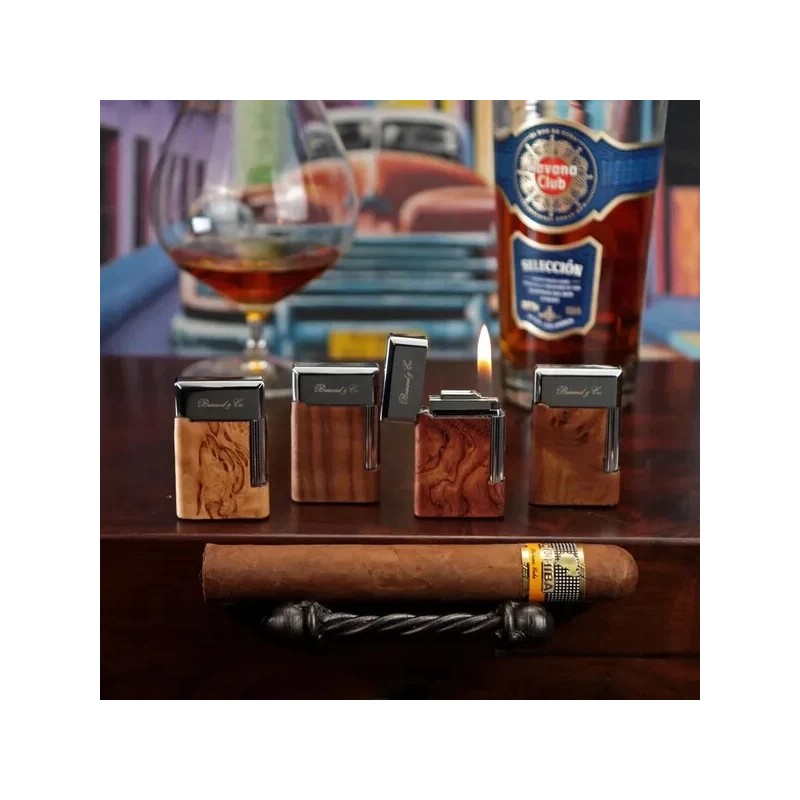 BRIZARD & CO ETERNAL DOUBLE SOFT FLAME CIGAR LIGHTER ROSEWOOD