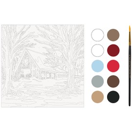 Plaid Winter Barn Modern Kit, 14" x 14" Paint by Numbers for Adults and Kids, Easy-to-Follow DIY Crafts, Art Supplies with A Textured Finish, 17919