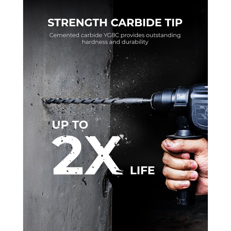 toolant Rotary Hammer Drill Bits Set with Chisels-Masonry Drill Bit