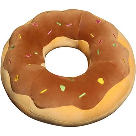 ChezMax Round Donut Pillow 16 Inch, Soft Decorative Chocolate Doughnut Shaped Seat Pad Cushion, Comfortable Plush Funny Cute Food Stuffed Throw Pillow for Adult and Kids Couch Floor Chair Sofa Office