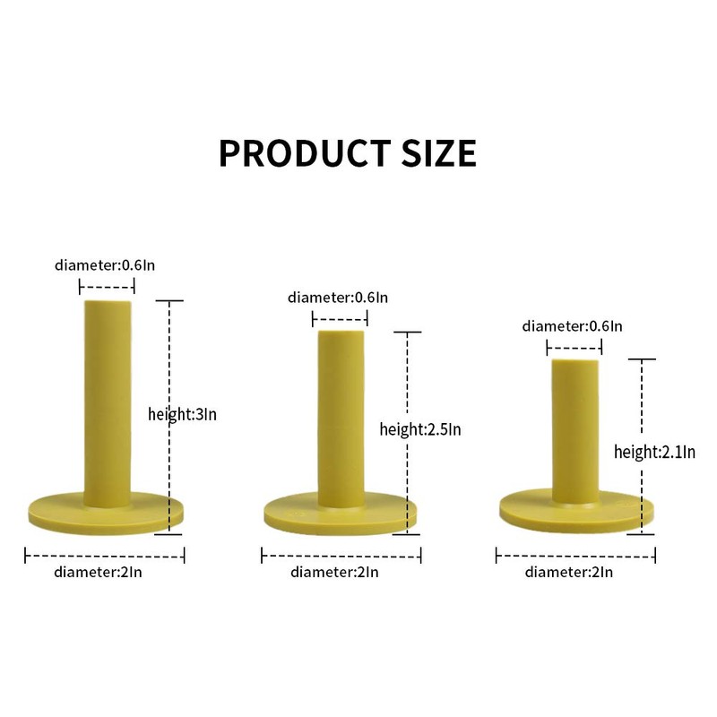Golf Rubber Tee for Hitting Mat, 3 Different Sizes Packed
