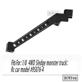 RCMYou Aluminum Rear Chassis Brace Upgrades Part for 1/8 Sledge 4WD #95076-4, 3pcs Alloy Rear Chassis Brace Hops up for Sledge Monster Truck RC Car #95076-4,Replace #9521,Black