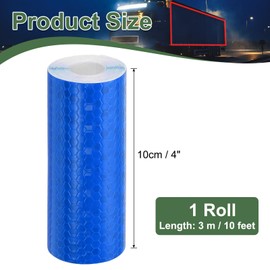 YELARXI Reflective Tape PVC Strong Adhesive Safety Warning Reflector Tape, 10 Feet x 4 Inch Outdoor Waterproof Conspicuity Fit for Trailers Trucks Vehicles Bikes (Blue)