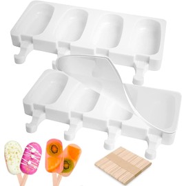 Uplayteck Moldes para Helados Juego de 2 Moldes de Silicona para Paletas Moldes Caseros para Paletas de Hielo Moldes para Helados y Paletas Molde de Helado Reutilizable Sin BPA