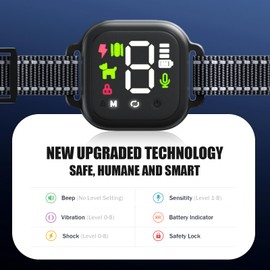 Betopet Dog Bark Collar(Type-C+Shock/No Shock+Large Color Screen), Bark Collar for Small Medium Large Dogs,Anti Barking Collar with 8 Adjustable Sensitivity,Vibrating, Beep (Black+Orange)