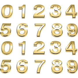 20 Pieces Mailbox Numbers for House Outside 0-9 Door Room Signs Self Adhesive Address Number Sticker for Office Wall Apartment Decorative(2 Inch,Gold)